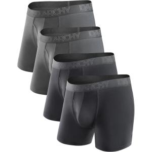 imageDAVID ARCHY Mens Underwear Boxer Briefs Breathable Soft MoistureWicking with Fly Underwear for Men MultipackA4  55  BlackDark Gray  4 Pack
