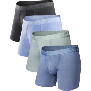 imageDAVID ARCHY Mens Underwear Boxer Briefs Breathable Soft MoistureWicking with Fly Underwear for Men MultipackA8  55  Moonlight BluePale GreenAiry BlueBlack  4 Pack