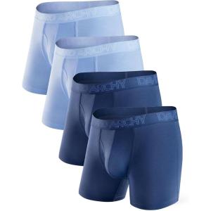 imageDAVID ARCHY Mens Underwear Boxer Briefs Breathable Soft MoistureWicking with Fly Underwear for Men MultipackA8  55  Navy BlueAiry Blue  4 Pack