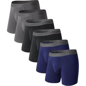 imageDAVID ARCHY Mens Underwear Boxer Briefs Breathable Soft MoistureWicking with Fly Underwear for Men MultipackB  BlackDark GrayNavy Blue65in 6 Pack