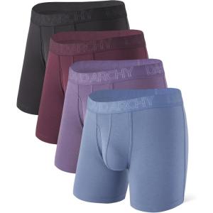 imageDAVID ARCHY Mens Underwear Boxer Briefs Breathable Soft MoistureWicking with Fly Underwear for Men MultipackZ3  55  BlackGray BlueVioletPurple  4 Pack