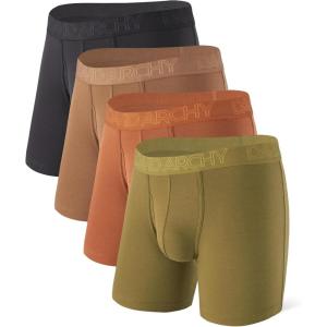 imageDAVID ARCHY Mens Underwear Boxer Briefs Breathable Soft MoistureWicking with Fly Underwear for Men MultipackZ3  55  BlackKhakiGreenBrown  4 Pack