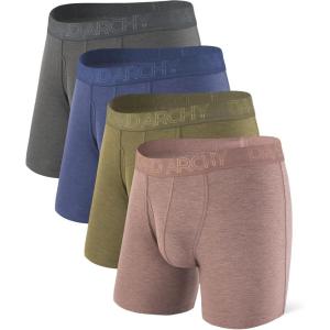 imageDAVID ARCHY Mens Underwear Boxer Briefs Breathable Soft MoistureWicking with Fly Underwear for Men MultipackZ3  55  Dark BlueBrownOlive GreenGray  4 Pack