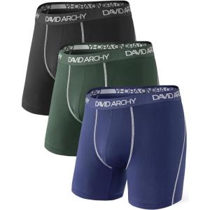 imageDAVID ARCHY Mens Underwear Quick Dry Boxer Briefs Sports Breathable Underwear in 3 Pack No Fly