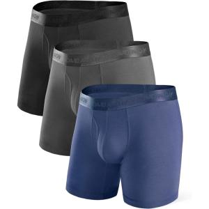 imageDAVID ARCHY Mens Underwear Ultra Soft Micro Modal Support Pouch Trunks Moisture Wicking Boxer Briefs for Men 3 or 4 PacksBlackNavy BlueDark Gray