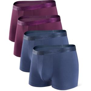 imageDAVID ARCHY Mens Underwear Ultra Soft Micro Modal Support Pouch Trunks Moisture Wicking Boxer Briefs for Men 3 or 4 PacksNavy BlueWine