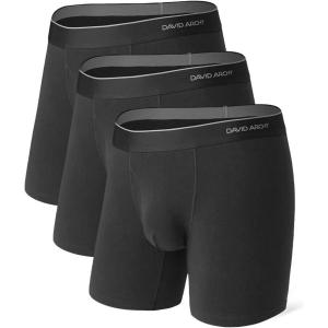 imageDAVID ARCHY Mens UnderwearComfortSoft Cotton MositureWickingBreathable Mens Boxer BriefsMultipackBlack  B