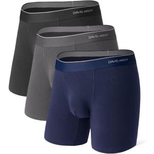 imageDAVID ARCHY Mens UnderwearComfortSoft Cotton MositureWickingBreathable Mens Boxer BriefsMultipackBlackDark GrayNavy Blue  a
