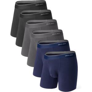 imageDAVID ARCHY Mens UnderwearComfortSoft Cotton MositureWickingBreathable Mens Boxer BriefsMultipackNavy BlueBlackDark Gray  B