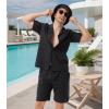imageDAVID ARCHY Mens Pajamas Set  100 Cotton Pajamas for Men Summer Short Sleeve Lightweight Lounge PJs with PocketsBlack