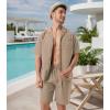 imageDAVID ARCHY Mens Pajamas Set  100 Cotton Pajamas for Men Summer Short Sleeve Lightweight Lounge PJs with PocketsKhaki