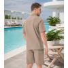 imageDAVID ARCHY Mens Pajamas Set  100 Cotton Pajamas for Men Summer Short Sleeve Lightweight Lounge PJs with PocketsKhaki