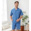 imageDAVID ARCHY Mens Pajamas Set  100 Cotton Pajamas for Men Summer Short Sleeve Lightweight Lounge PJs with PocketsNavy Blue
