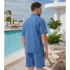 imageDAVID ARCHY Mens Pajamas Set  100 Cotton Pajamas for Men Summer Short Sleeve Lightweight Lounge PJs with PocketsNavy Blue
