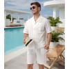 imageDAVID ARCHY Mens Pajamas Set  100 Cotton Pajamas for Men Summer Short Sleeve Lightweight Lounge PJs with PocketsOffwhite