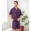 imageDAVID ARCHY Mens Pajamas Set  100 Cotton Pajamas for Men Summer Short Sleeve Lightweight Lounge PJs with PocketsPurple