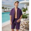 imageDAVID ARCHY Mens Pajamas Set  100 Cotton Pajamas for Men Summer Short Sleeve Lightweight Lounge PJs with PocketsPurple