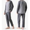 imageDAVID ARCHY Mens Pajamas Set  Soft Pj Sets for Men Long Sleeve Pajamas Men Cotton Mens Pjs Sets Loungewear with PocketsDark Gray