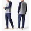 imageDAVID ARCHY Mens Pajamas Set  Soft Pj Sets for Men Long Sleeve Pajamas Men Cotton Mens Pjs Sets Loungewear with PocketsNavy Blue