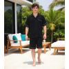 imageDAVID ARCHY Mens Pajamas Set Short Sleeve Summer Loungewear Soft Lightweight 2 Piece Pj Shorts Set with PocketsBlack