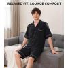 imageDAVID ARCHY Mens Pajamas Set Short Sleeve Summer Loungewear Soft Lightweight 2 Piece Pj Shorts Set with PocketsBlack