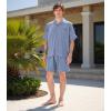 imageDAVID ARCHY Mens Pajamas Set Short Sleeve Summer Loungewear Soft Lightweight 2 Piece Pj Shorts Set with PocketsDusky Blue