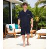 imageDAVID ARCHY Mens Pajamas Set Short Sleeve Summer Loungewear Soft Lightweight 2 Piece Pj Shorts Set with PocketsNavy Blue