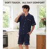 imageDAVID ARCHY Mens Pajamas Set Short Sleeve Summer Loungewear Soft Lightweight 2 Piece Pj Shorts Set with PocketsNavy Blue