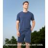 imageDAVID ARCHY Mens Pajamas Set Short Sleeve Summer Pajamas Soft Cotton Pajamas for Men Lightweight Lounge Set with PocketsNavy Blue