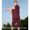 imageDAVID ARCHY Mens Pajamas Set Short Sleeve Summer Pajamas Soft Cotton Pajamas for Men Lightweight Lounge Set with PocketsWine Red