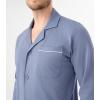 imageDAVID ARCHY Mens Pajamas Set Soft Cotton Notched Collar Pajamas for Men Long Sleeve Mens Sleepwear with Pockets ampamp Front FlyDusky Blue