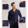 imageDAVID ARCHY Mens Pajamas Set Soft Cotton Notched Collar Pajamas for Men Long Sleeve Mens Sleepwear with Pockets ampamp Front FlyHeather Navy Blue