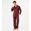 imageDAVID ARCHY Mens Pajamas Set Soft Cotton Notched Collar Pajamas for Men Long Sleeve Mens Sleepwear with Pockets ampamp Front FlyMaple Red