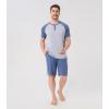 imageDAVID ARCHY Mens Pajamas Set Summer Cooling Loungewear UltraSoft Pjs Ligtweight Short Sleeves Shirts and Shorts Sleep SetsGray Blue