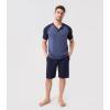 imageDAVID ARCHY Mens Pajamas Set Summer Cooling Loungewear UltraSoft Pjs Ligtweight Short Sleeves Shirts and Shorts Sleep SetsNavy Blue