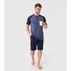 imageDAVID ARCHY Mens Pajamas Set Summer Cooling Loungewear UltraSoft Pjs Ligtweight Short Sleeves Shirts and Shorts Sleep SetsNavy Blue