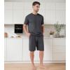 imageDAVID ARCHY Mens Pajamas Set Waffle Knit Short Sleeve Sleepwear Lightweight Summer LoungewearDark Grey