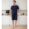 imageDAVID ARCHY Mens Pajamas Set Waffle Knit Short Sleeve Sleepwear Lightweight Summer LoungewearDusky Blue