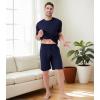 imageDAVID ARCHY Mens Pajamas Set Waffle Knit Short Sleeve Sleepwear Lightweight Summer LoungewearDusky Blue