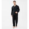 imageDAVID ARCHY Mens Pajamas Set Waffle Knit Sleepwear Warm ampamp Soft Loungewear Notched Collar with Roomy Pockets PjsBlack
