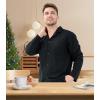 imageDAVID ARCHY Mens Pajamas Set Waffle Knit Sleepwear Warm ampamp Soft Loungewear Notched Collar with Roomy Pockets PjsBlack