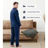 imageDAVID ARCHY Mens Silky Pajamas Set UltraSoft Sleepwear Breathable Notched Collar Top ampamp Bottoms Loungewear with PocketsNavy Bule