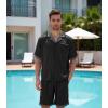 imageDAVID ARCHY Mens Summer Pajamas Set Satin Silk Feeling Sleepwear Short Sleeve Loungewear 2 Piece with PocketsBlack