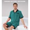 imageDAVID ARCHY Mens Summer Pajamas Set Satin Silk Feeling Sleepwear Short Sleeve Loungewear 2 Piece with PocketsGreen