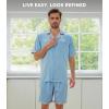 imageDAVID ARCHY Mens Summer Pajamas Set Satin Silk Feeling Sleepwear Short Sleeve Loungewear 2 Piece with PocketsLight Blue