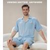 imageDAVID ARCHY Mens Summer Pajamas Set Satin Silk Feeling Sleepwear Short Sleeve Loungewear 2 Piece with PocketsLight Blue
