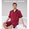 imageDAVID ARCHY Mens Summer Pajamas Set Satin Silk Feeling Sleepwear Short Sleeve Loungewear 2 Piece with PocketsRed