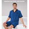 imageDAVID ARCHY Mens Summer Pajamas Set Satin Silk Feeling Sleepwear Short Sleeve Loungewear 2 Piece with PocketsRoyal Blue