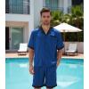 imageDAVID ARCHY Mens Summer Pajamas Set Satin Silk Feeling Sleepwear Short Sleeve Loungewear 2 Piece with PocketsRoyal Blue