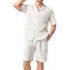 imageDAVID ARCHY Mens Pajamas Set  100 Cotton Pajamas for Men Summer Short Sleeve Lightweight Lounge PJs with PocketsOffwhite
